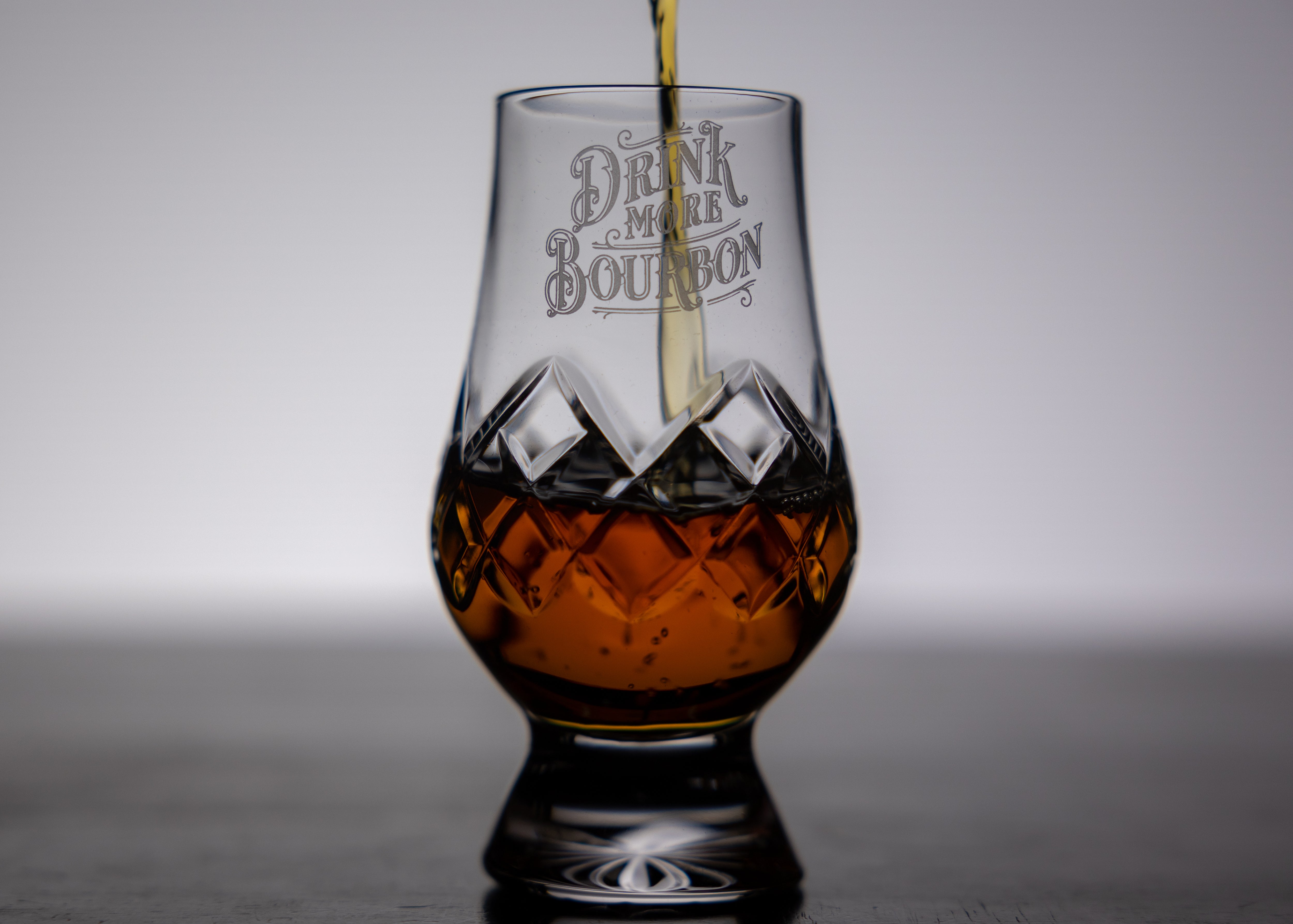 Drink More Bourbon Cut Crystal Glencairn