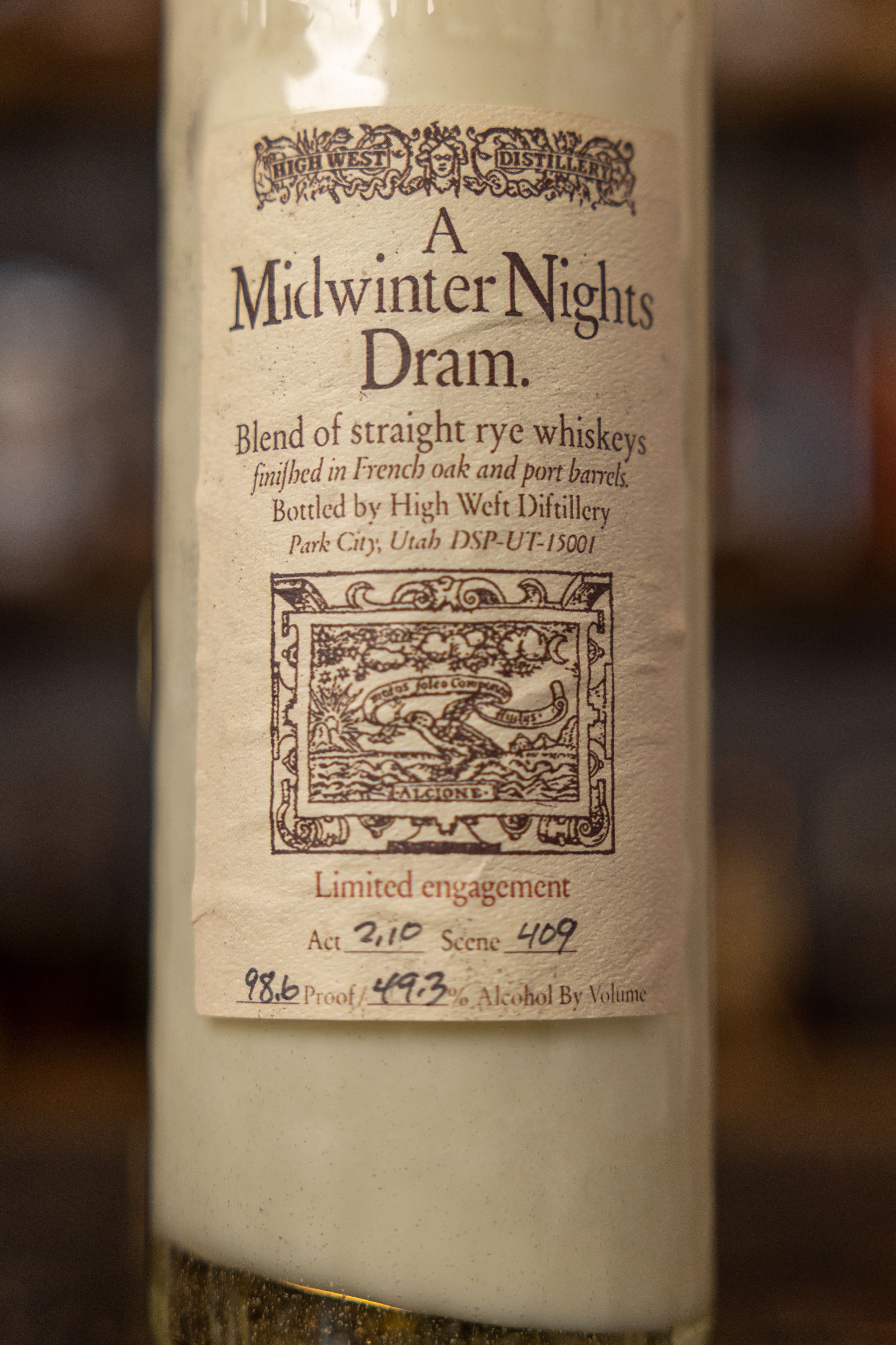 High West "A Midwinter Night's Dram" Bottle Candle