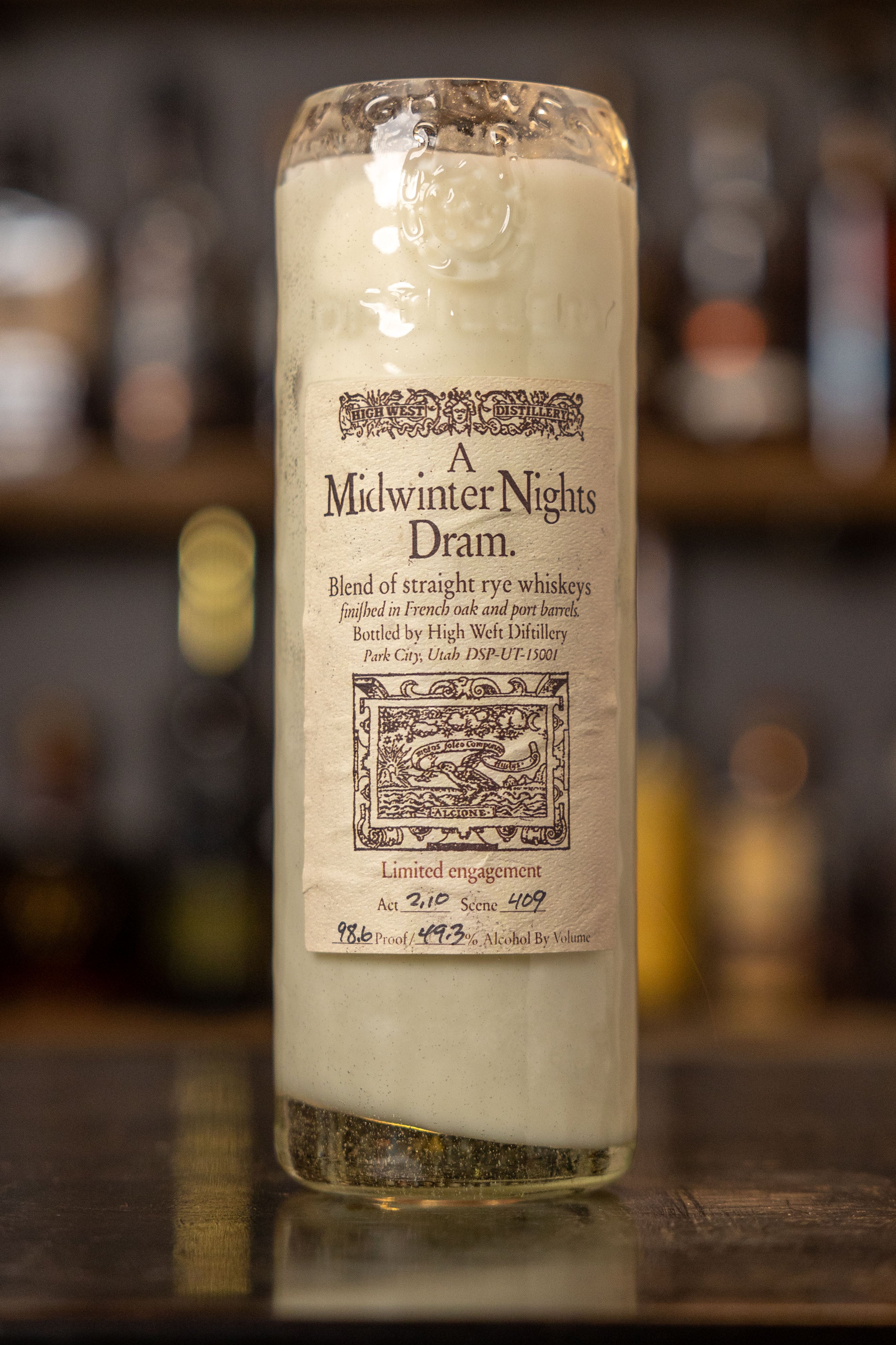 High West "A Midwinter Night's Dram" Bottle Candle
