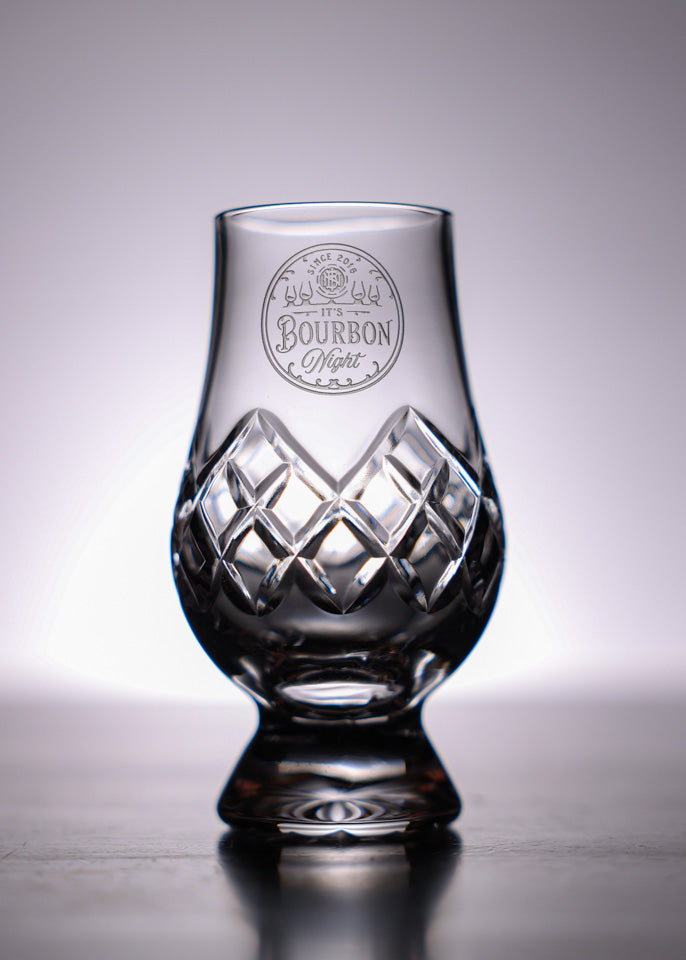 Cut Crystal Glencairn with It's Bourbon Night Logo