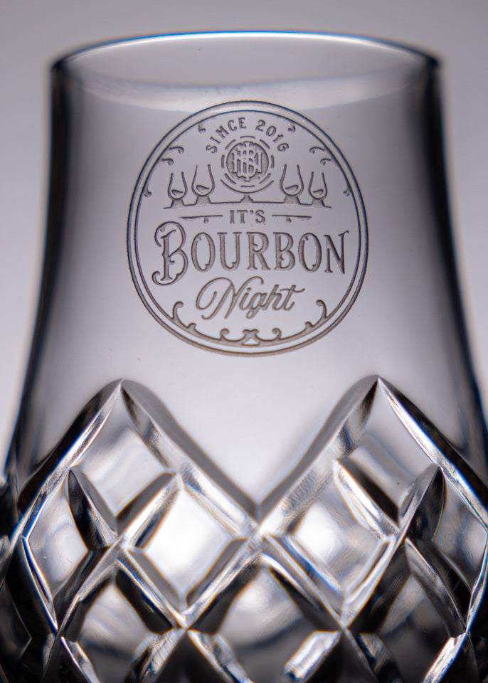 Cut Crystal Glencairn with It's Bourbon Night Logo